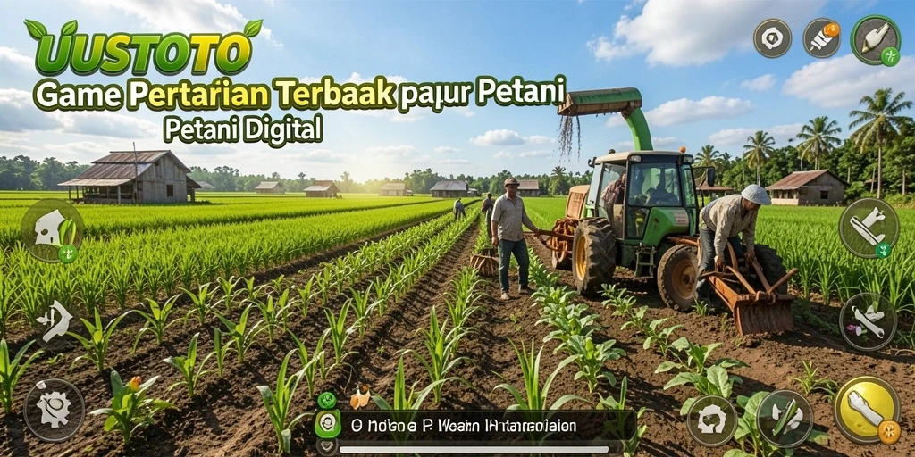 Screenshot UUSTOTO menunjukkan gameplay seru bertani dan mengelola lahan.