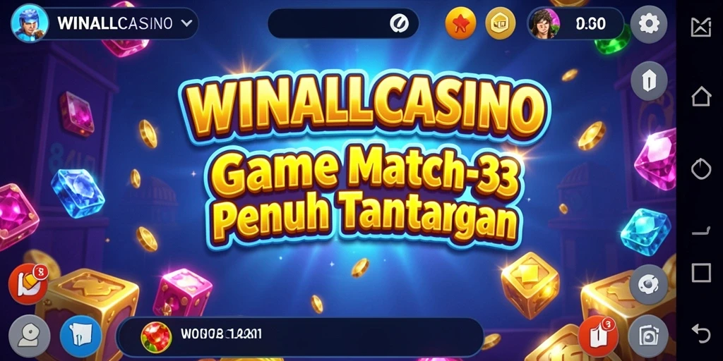 Tangkapan layar utama WINALLCASINO menampilkan gameplay seru Match-3.